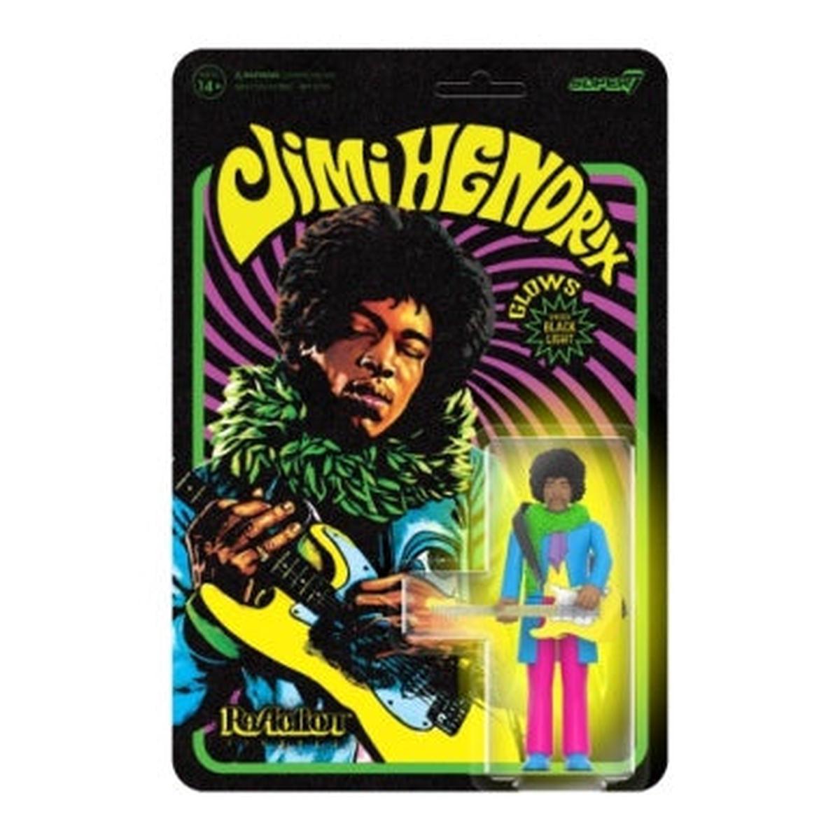 JIMI HENDRIX/ SUPER7  JIMI HENDRIX ARE YOU EXPERIENCED BLACKLIGHT ReACTION